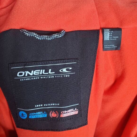 Oneill Black Poppy Red Colorblock Zip Up Seashell Snowboarding Jacket Size Large - Picture 7 of 16